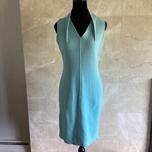 St. John Wool Sleeveless Sheath Dress Size 6 Mint, Hand Sewn Fall Classic Office